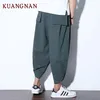 Kuangnan Chinese Style Długość Bawełniana Pościel Spodnie Mężczyźni Spodnie Jogger Spodnie Mężczyźni XXXL Spodnie dresowe Streetwear Mężczyźni Spodnie 2019 Y190509