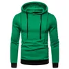 Mode Casual Hoodie Mens Pullover Hooded Solid Color Trui Trekkoord Stitching Sweatshirt Groen Zwart Grijs Leger-Groen M-3XL Maat