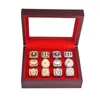 Championship Big Heavy Ring Display Case Wooden Jewelry Box Red Velvet / Black PU PU leather Inside (12 holes) 195 * 155 * 70mm