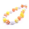 Mode Jaune Fleur Enfants Enfants Perles Collier Pour Filles Chunky Bubblegum Collier À La Main Chunky Partie Bijoux