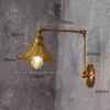 110V / 220V Loft Style Vintage E27Wall Sconce Swing Arm Badside Lampa Modern Brass Bronze Plated Wall Light Fixtures Iron Lampshade