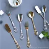 Retro Hollow Out Smooth Surface Tableware Stainless Steel Coffee Spoon Fruit Fork Butter Knife Dessert Ice Cream Scoop Dinnerware BH0500 TQQ