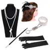 Moda Luksusowy Projektant Halloween Vintage Crystal Diamond Headbands Kobieta Włosy Biżuteria Rękawiczki Pearl Naszyjnik Bransoletki Smoke Set Set