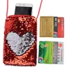 Lanyard phone case wallet for girls women outdoor sports fashion fabric mobile cell phone bag with Glitter