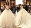 2021 Vintage Lace Ball Gown Wedding Dresses Sexy Sheer Long Sleeve Appliques Bridal Gowns Illusion Back Sweep Train Vestidos De Novia AL5085