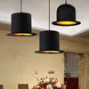 Lampadario retrò Jazz Top Hat Lampada a sospensione in alluminio 110v 220v E27 Esterno nero interno Golden Bar Counter Bedroom Cafe Lamp