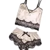 Women's Sleepwear Womens Sexy Satin Sling Lingerie Lace Bowknot Nightdress Underwear Homewear Ladies Nighty Nightgown#6