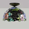 stijl inbouw plafondlamp 12 inch Europese pastorale druif art deco glas in lood verlichtingsarmaturen TF0475334028