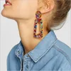 Mode Exagéré Dangle Lustres Boucles D'oreilles Géométrique Léopard En Forme De T Acétate Plaque Acide Acétique Feuille Boucles D'oreilles pour Dames 8 Couleurs Mélanger