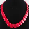 Wojiaer Red Howlite Syntetiska stenar tog examen Rundt pärlor med halsband Kvinnliga smycken 18 tum Strand Charmy F3102