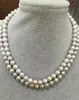 Heta dubbelsträngar 8-9mm South Sea Light Silver Grey Pearl Necklace 18 "19" 14K Guldlås