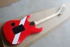 Guitare électrique rouge personnalisée en usine avec bande blanche, touche en érable, Floyd Rose, micro H, peut être personnalisée