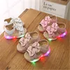 Sandália infantil para meninas, sapatos infantis com laço fofo, sandálias para meninas com led, sandálias de princesa, tamanhos 21 a 309186424
