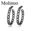 Molinuo 42-45mm Popular hoop Earrings With CZ link chain desgin Circle Earrings GOLD color fashion Big Circle For Women