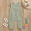 Kids Designer Kläder Baby Plaid Rompers Boys Flickor Bomull Jumpsuits Sommar Casual Button Onesies Spädbarn Ärmlös Klättring Passar BYP450