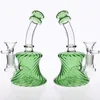 Belles conduites d'eau en verre à embout courbé vert avec bol recycleur percolateur en ligne Dab Rigs fumer barboteur narguilés huile Gig