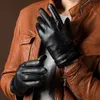 Mode-2017 Automne Mode Nouveaux Hommes Gants Véritables Ceinture En Peau De Chèvre Bouton Noir Plus Velours Gants Chauds Conduite