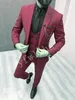 Clássico um botão Bonito Groomsmen pico lapela do noivo smoking Homens ternos de casamento / Prom melhor homem Blazer (jaqueta + calça + Vest + Tie) W126