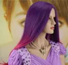 WIG envío gratis mujeres peluca larga resistente al calor rizado ondulado púrpura y rosa pelo Cosplay fiesta pelucas completas