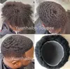 6mm Afro Hair Full Lace Toupee Indian Virgin Human Hair Pieces Afro Kinky Curl Hair Replacement Mens Wig Gratis Shippäng