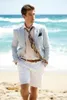 Летние мужские свадебные смокинги Slim Fit Beach Groom Wear Suits Лучший мужчина дизайнер куртка пиджак выпускного вечера (куртка + брюки)