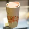 Day Cherry blossom Word coffee cup Pink Sakura Double Insulation ceramics Mug Accompanying cup for out dooor in-car mug 355ML8022994