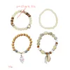 Sets Bohemian Stackable Wood Shell Pulseiras de Grânulos para Mulheres Estique multi camadas pulseira conjunto multicolori jóias