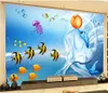 fond d'écran avec photo peintures murales Fonds d'écran 3D salon de peinture décoration murale des enfants d'âge scolaire des dauphins animaux Méditerranée