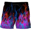 Blå Flamma Män Strand Shorts Byxor Fitness Snabb Torr Badkläder Street Funny 3D Printing Shorts Factory Direct1