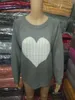 Women Heart Knitted Sweater Printed Long Sleeve O Neck Loose Jumper Knitwear Tops Outwear Girls Pullover LJJO6263