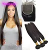 Peruvian Human Hair Bundle With 5X5 Lace Closure 3 Bundles 10-30 Inch Straight Virgin Hair Extensions Closures