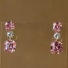Fashion-Multicolor Fashion Earrings Geometric 925 Sterling Silver Jewelry Drop Earrings for Party Looks Gorgeous