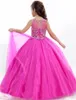 Hot Pink Girl's Pageant Dresses For Little Girls Full Kjol Long Tulle Kids Party Gown Birthday Prom Dress Custom Made Made