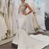 Sexiga sjöjungfru bröllopsklänningar Sheer Crew High Quality Satin Lace Bridal Gowns Backless Long Wedding Gowns Vestido de Novia 2019 Bride Dress