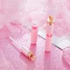 Botellas de brillo de labios de plástico rosa de 7ML, botellas vacías de brillo de labios DIY, envases de paquete de esmalte de labios recargables