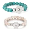 Noosa Snap Armband Smycken 10mm Turkos Beads Ginger Snap Knappar Chunk Charm Bangle Fit DIY 18mm Snaps Classic