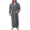 Män mjuka korall fleece solida färgfickor lång bad kappa hem klänning sleepwear mens pyjamas pyjamas set sleepwear set loungewear