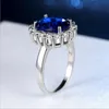 Groothandel-vrouw retro saffier ring luxe designer sieraden CZ diamant verzilverd dames ring verjaardagscadeau Gratis verzending