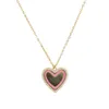 Valentines gift Heart pendant necklace with pink enamel polished heart charm long chain customize engrave name tag necklaces215Y