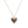 Valentines gift Heart pendant necklace with pink enamel polished heart charm long chain customize engrave name tag necklaces281F