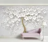 Papier peint élégant à fleurs blanches, bijoux de luxe, peinture murale personnalisée en 3D, pour salle de mariage, fond de télévision, plafond, chambre à coucher, li4541179