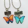 Emaille-Schmetterlings-Anhänger Halskette Set Best Friends Designer Ketten 2ST / Set für Paare Frauen Kinder Statement Schmuck Valentinstag Geschenk