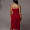 Fantoye mode nouvelle robe de soirée à bandes femmes 2020 automne sans bretelles Midi robe moulante élégant célébrité fête ClubWear robes