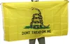 Nie stąpaj na mnie Gadsden Flag Banner Wiszące Kryty Outdoor Decoration Fade Odporne na płótno Płótno Tea Party Flags Poliester Mosiądz Grommet 3x5 ft