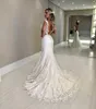 2020 dentelle sirène robes de mariée sexy spaghetti appliques robes de mariée dos nu balayage train grande taille robe de mariée