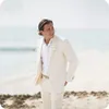 2pieces костом лето пляжная белье из слоновой кости мужчины костюмы для свадебных костюмов для Man Blazer Slim Fit Casual Prom Tail Made Tuxedo