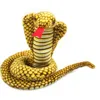 Realistic Stuffed Cobra Body Curled Dolls Plush Snake Toys Tricky toy Gifts for Kids Blue Green Brown 10"