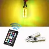 Auto LED -lampan 10x T10 5050 LED RGB Multicolor Interior Wedge Side Light Strobe Remote Control Car Lamplampor9089570