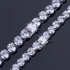 Bracelet de chaîne de tennis plaqué or 18 carats Hip Hop CZ Zircon 8 10 mm à une rangée de diamants glacés pour hommes femmes chaînes cubaines rappeur bijoux cadeaux