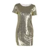 Sequins Guldklänning 2020 Sommar Kvinnor Sexig Kort T Shirt Dress Evening Party Elegant Club Dresses Charming